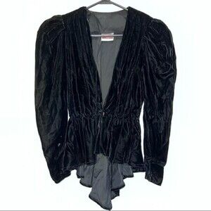 Vintage Climax Velvet fox tail blazer jacket size 5/6 black